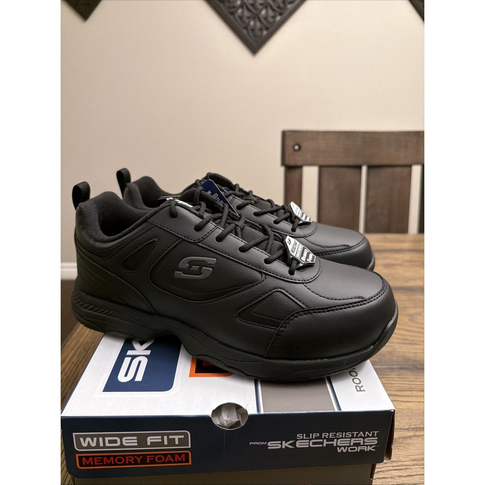 Skechers Work Men's Wide Fit Slip Resistant Black Sneakers Size 8.5